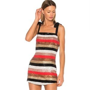 NBD x REVOLVE Suri Dress in Champagne Stripes NWT Size Large